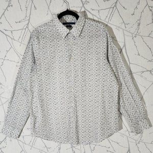 Perry Ellis White Animals Reptiles Printed Button Front Shirt